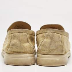 Pre Owned Loro Piana Yellow Suede Summer Charms Walk Loafers Size 38.5