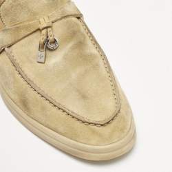 Pre Owned Loro Piana Yellow Suede Summer Charms Walk Loafers Size 38.5