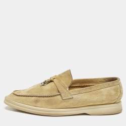 Pre Owned Loro Piana Yellow Suede Summer Charms Walk Loafers Size 38.5