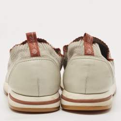 Pre Owned Loro Piana Grey Knit Fabric 360 LP Flexy Walk Sneakers Size 43