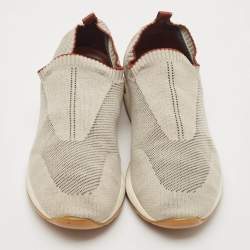 Pre Owned Loro Piana Grey Knit Fabric 360 LP Flexy Walk Sneakers Size 43