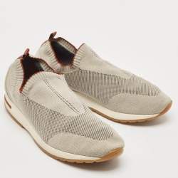 Pre Owned Loro Piana Grey Knit Fabric 360 LP Flexy Walk Sneakers Size 43