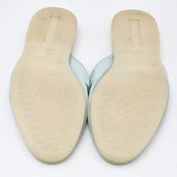 Pre Owned Loro Piana Light Turquoise Suede Summer Charms Walk Flats Size 37