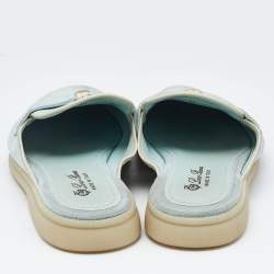 Pre Owned Loro Piana Light Turquoise Suede Summer Charms Walk Flats Size 37
