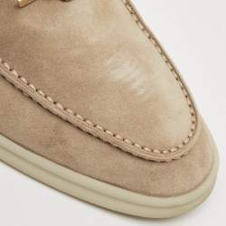 Pre Owned Loro Piana Beige Suede Summer Charms Walk Loafers Size 39