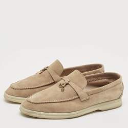 Pre Owned Loro Piana Beige Suede Summer Charms Walk Loafers Size 39
