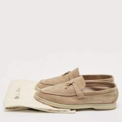 Pre Owned Loro Piana Beige Suede Summer Charms Walk Loafers Size 39