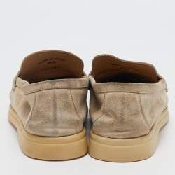 Pre Owned Loro Piana Beige Suede Summer Charms Walk Loafers Size 36.5