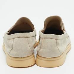 Pre Owned Loro Piana Grey Suede Summer Charms Walk Loafers Size 38