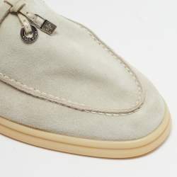 Pre Owned Loro Piana Grey Suede Summer Charms Walk Loafers Size 38