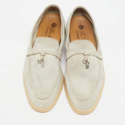 Pre Owned Loro Piana Grey Suede Summer Charms Walk Loafers Size 38