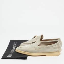 Pre Owned Loro Piana Grey Suede Summer Charms Walk Loafers Size 38