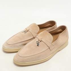 Pre Owned Loro Piana Beige Suede Summer Charms Walk Slip On Loafers Size 40
