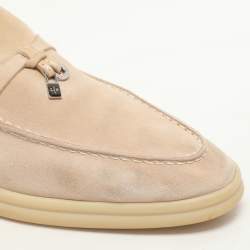 Pre Owned Loro Piana Beige Suede Summer Charms Walk Slip On Loafers Size 40