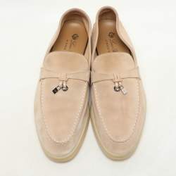 Pre Owned Loro Piana Beige Suede Summer Charms Walk Slip On Loafers Size 40