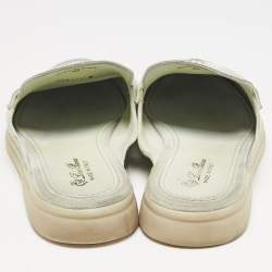 Pre Owned Loro Piana Mint Green Nubuck Leather Babouche Charms Walk Mules Size 39