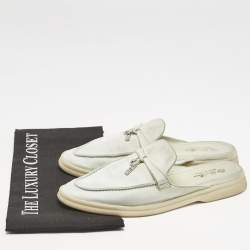 Pre Owned Loro Piana Mint Green Nubuck Leather Babouche Charms Walk Mules Size 39