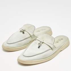 Pre Owned Loro Piana Mint Green Nubuck Leather Babouche Charms Walk Mules Size 39