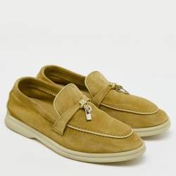 Loro Piana Yellow Suede Summer Charms Walk Slip On Loafers Size 35.5