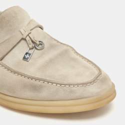 Pre Owned Loro Piana Grey Suede Summer Charms Walk Loafers Size 37