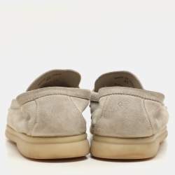 Pre Owned Loro Piana Grey Suede Summer Charms Walk Loafers Size 37