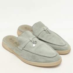Pre Owned Loro Piana Eucalyptus Suede Summer Charms Walk Mules Size 37