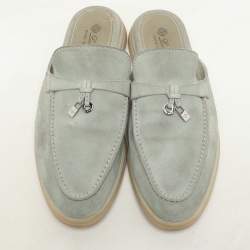 Pre Owned Loro Piana Eucalyptus Suede Summer Charms Walk Mules Size 37