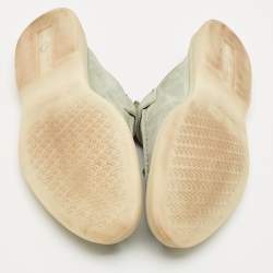 Pre Owned Loro Piana Mint Green Nubuck Leather Babouche Charms Walk Flat Mules Size 37.5