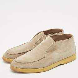 Loro Piana Beige Suede Open Walk Ankle Boots Size 39