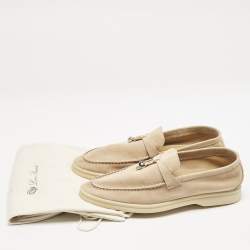 Pre Owned Loro Piana Beige Suede Summer Charms Walk Loafers Size 38