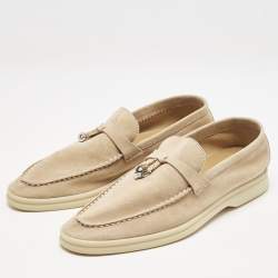 Pre Owned Loro Piana Beige Suede Summer Charms Walk Loafers Size 38
