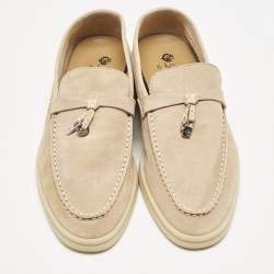 Pre Owned Loro Piana Beige Suede Summer Charms Walk Loafers Size 38