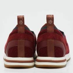 Loro Piana Burgundy Knit Fabric 360 LP Flexy Walk Sneakers Size 36
