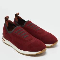 Loro Piana Burgundy Knit Fabric 360 LP Flexy Walk Sneakers Size 36