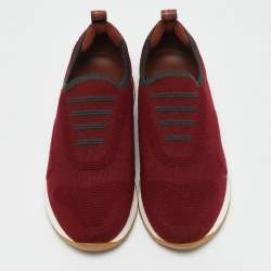 Loro Piana Burgundy Knit Fabric 360 LP Flexy Walk Sneakers Size 36