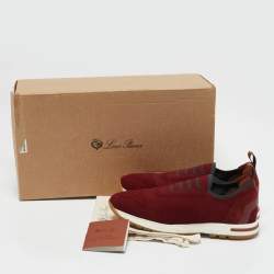 Loro Piana Burgundy Knit Fabric 360 LP Flexy Walk Sneakers Size 36