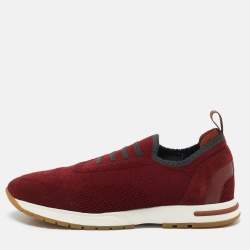 Loro Piana Burgundy Knit Fabric 360 LP Flexy Walk Sneakers Size 36