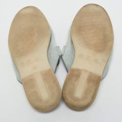 Loro Piana Light Blue Suede Babouche Charms Walk Flat Mules Size 38.5