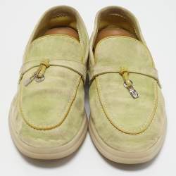 Loro Piana Light Yellow Suede Summer Charms Walk Loafers Size 38.5