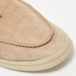Pre Owned Loro Piana Beige Suede Summer Charms Walk Loafers Size 39