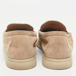 Pre Owned Loro Piana Beige Suede Summer Charms Walk Loafers Size 39