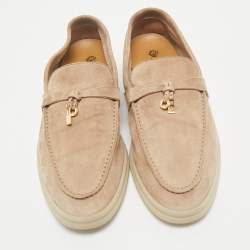 Pre Owned Loro Piana Beige Suede Summer Charms Walk Loafers Size 39
