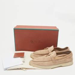 Pre Owned Loro Piana Beige Suede Summer Charms Walk Loafers Size 39