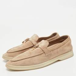 Pre Owned Loro Piana Beige Suede Summer Charms Walk Loafers Size 39