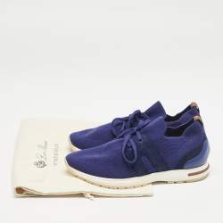 Loro Piana Blue Knit Fabric 360 LP Flexy Walk Low Top Sneakers Size 39