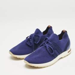 Loro Piana Blue Knit Fabric 360 LP Flexy Walk Low Top Sneakers Size 39