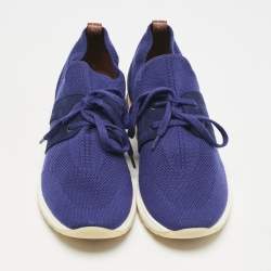 Loro Piana Blue Knit Fabric 360 LP Flexy Walk Low Top Sneakers Size 39