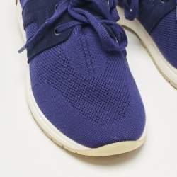 Loro Piana Blue Knit Fabric 360 LP Flexy Walk Low Top Sneakers Size 39