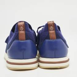 Loro Piana Blue Knit Fabric 360 LP Flexy Walk Low Top Sneakers Size 39