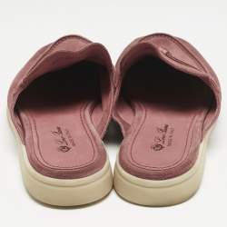 Pre Owned Loro Piana Burgundy Suede Babouche Charms Walk Flat Mules Size 38